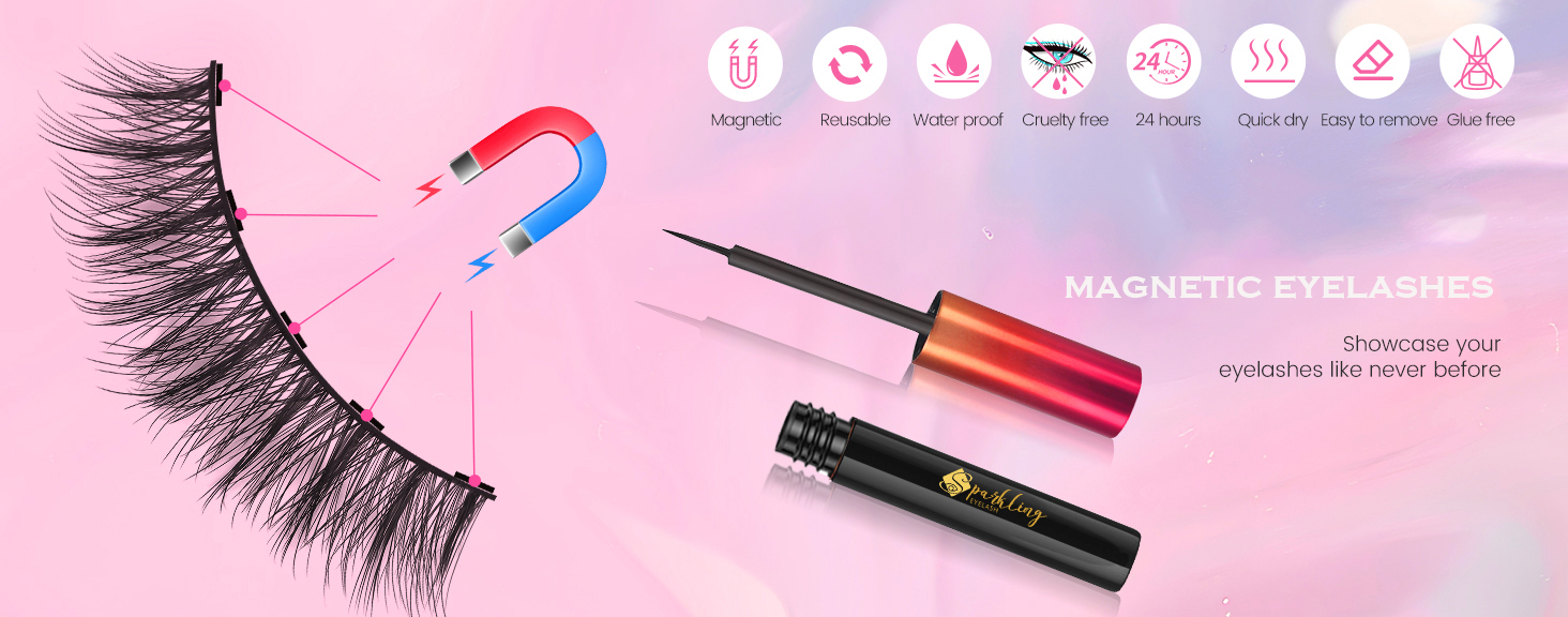 Pingdu Sparkling Eyelash® 3D 자석 속눈썹 키트로 완벽한 글램 룩을 연출해보세요